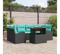 vidaXL Tuin Sofa Set 7 st Zwart Poly riet