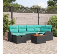 vidaXL Set Divano da Giardino 7 pz Nero Poly Rattan