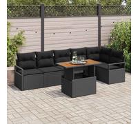 vidaXL Set Divano da Giardino 7 pz Nero Poly Rattan