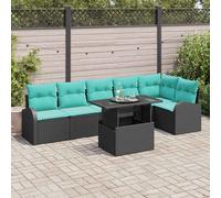 vidaXL Set Divano da Giardino 7 pz Nero Poly Rattan
