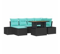 vidaXL Set Divano da Giardino 7 pz Nero Poly Rattan | puoi metterlo a posto come vuoi per adattarlo a spazi diversi, fatto con materiali robusti che durano nel tempo