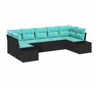 vidaXL Set Divano da Giardino 7 pz Nero polyrattan | Cambia facilmente in base al tuo spazio, Rattan robusto, fatto per l'aperto, Cuscini in poliestere morbido per rilassarsi