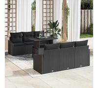 vidaXL Set Divano da Giardino 7 pz Nero polyrattan