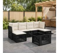vidaXL Set Divano da Giardino 7 pz Nero polyrattan