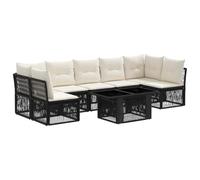 vidaXL Set Divano da Giardino 7 pz Nero polyrattan