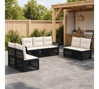 vidaXL Set di divani da giardino in rattan sintetico, 7 pezzi, nero, divano modulare, resistente alle intemperie, mobili da giardino, spazio comodo per rilassarsi all'aria aperta