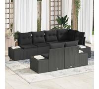 vidaXL Set Divano da Giardino 7 pz Nero polyrattan