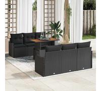 vidaXL Set Divano da Giardino 7 pz Nero polyrattan