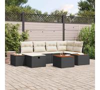 vidaXL Set Divano da Giardino 7 pz Nero polyrattan