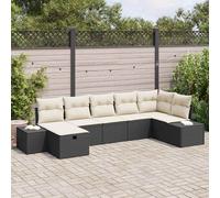 vidaXL Set Divano da Giardino 7 pz Nero polyrattan