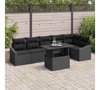 vidaXL Set Divano da Giardino 7 pz Nero polyrattan