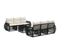 vidaXL Set Divano da Giardino 7 pz Nero polyrattan
