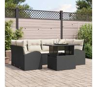 vidaXL Set Divano da Giardino 7 pz Nero polyrattan