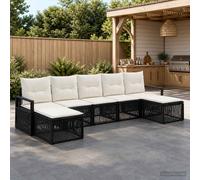 vidaXL Set di divani da giardino, 7 pezzi, nero, in rattan sintetico, divano da esterno moderno, resistente alle intemperie, design modulare, sedie da giardino, mobili in vimini