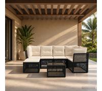 vidaXL Set Divano da Giardino 7 pz Nero polyrattan
