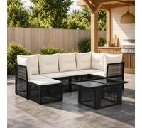 vidaXL Set Divano da Giardino 7 pz Nero polyrattan