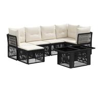 vidaXL Set Divano da Giardino 7 pz Nero polyrattan