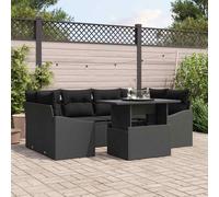 vidaXL Set Divano da Giardino 7 pz Nero polyrattan