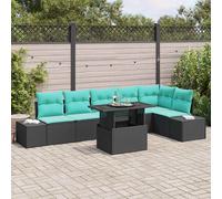 vidaXL Set Divano da Giardino 7 pz Nero polyrattan | puoi personalizzarlo per qualsiasi spazio, tessuto robusto per stare all'aperto, aggiunge eleganza e texture