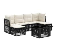 vidaXL Set Divano da Giardino 7 pz Nero polyrattan