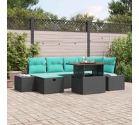 vidaXL Set Divano da Giardino 7 pz Nero polyrattan