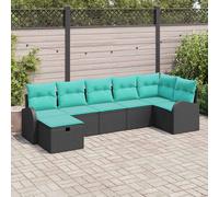 vidaXL Set Divano da Giardino 7 pz Nero polyrattan