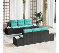 vidaXL Set Divano da Giardino 7 pz Nero polyrattan