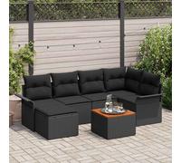 vidaXL Set Divano da Giardino 7 pz Nero polyrattan
