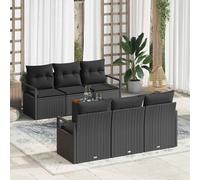 vidaXL Set Divano da Giardino 7 pz Nero polyrattan