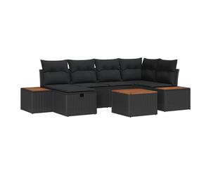 vidaXL Set Divano da Giardino 7 pz Nero polyrattan