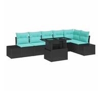 vidaXL Set Divano da Giardino 7 pz Nero polyrattan | puoi personalizzarlo per qualsiasi spazio, tessuto robusto per stare all'aperto, aggiunge eleganza e texture