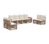 vidaXL Set di divani da giardino, 8 pezzi, beige e bianco crema, divano moderno, resistente alle intemperie, mobili da giardino, poltrona da patio, cuscino in schiuma e molto altro ancora