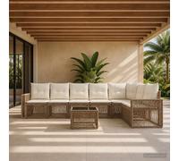 vidaXL Set Divano da Giardino 8 pcs Beige e Bianco Crema polyrattan