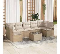 vidaXL Set Divano da Giardino 8 pcs Beige e Crema 55 x 55 x 37 cm
