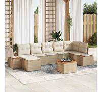 vidaXL Set Divano da Giardino 8 pcs Beige e Crema Polyrattan