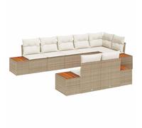 vidaXL Set Divano da Giardino a 8 Pezzi con Cuscini in Rattan Poliuretano Beige