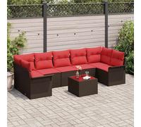 vidaXL Set Divano da Giardino 8 pcs Beige e Rosso polyrattan, Divano da giardino e terrazzo, moderno, leggero, resistente ai raggi UV, collezione eventi modulare