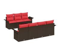 vidaXL Set Divano da Giardino 8 pcs Beige e Rosso polyrattan, Set Lounge da Giardino, Moderno e Durevole, Sofà Modulari, Leggero, Resistente ai UV, Arredo Esterno
