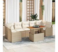 vidaXL Set Divano da Giardino 8 pcs Beige Poly Rattan