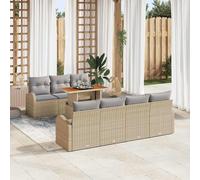 vidaXL Set Divano da Giardino 8 pcs Beige Poly Rattan