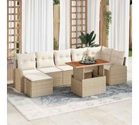 vidaXL Set Divano da Giardino 8 pcs Beige Poly Rattan