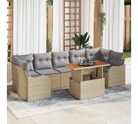 vidaXL Set Divano da Giardino 8 pcs Beige Poly Rattan