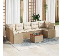 vidaXL Set Divano da Giardino 8 pcs Beige Poly Rattan