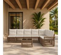 vidaXL Set Divano da Giardino 8 pz Beige polyrattan