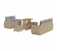 vidaXL Set divani da Giardino 8 Pezzi con Cuscini Beige in Rattan e Seduta Grigia Chiara per 6 Persone. È Resistente alle intemperie, Perfetto per terrazzi, Lounge e Patio. Design Moderno e Versatile