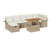 vidaXL Set di Sofà da Giardino 8 Pezzi con Cuscini Beige in Rattan Sintetico, Elegante per Esterni, per 5 Persone, Tessuto Resistente alle Intemperie, con Spazio di Stoccaggio, Mobili per Patio e Te