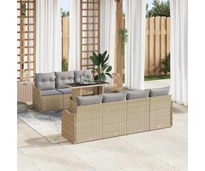vidaXL Set Divano da Giardino 8 pcs Beige Rattan in Polipropilene