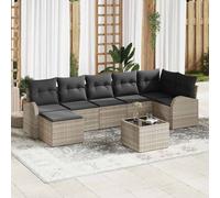 vidaXL Set Divano da Giardino 8 pcs Grigio chiaro Poly Rattan