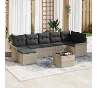vidaXL Set Divano da Giardino 8 pcs Grigio chiaro Poly Rattan