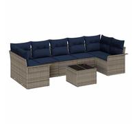 vidaXL Set Divano da Giardino 8 pcs Grigio e Blu Navy polyrattan, Divano da giardino e terrazzo, moderno, leggero, resistente ai raggi UV, collezione eventi modulare
